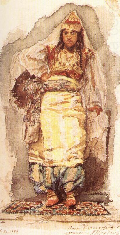 Female Model in an oriental Costume, Mikhail Vrubel